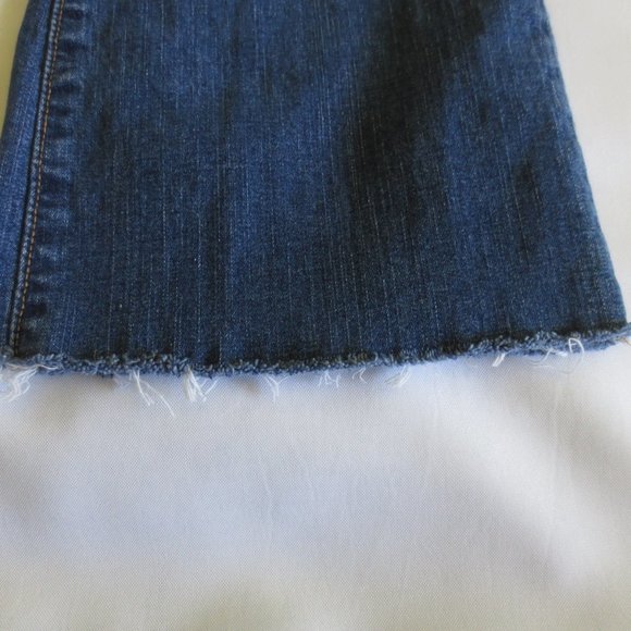 4/$14 GAP womens STRETCH blue DENIM frayed CUFFED bootcut SIZE 8 - Picture 8 of 15